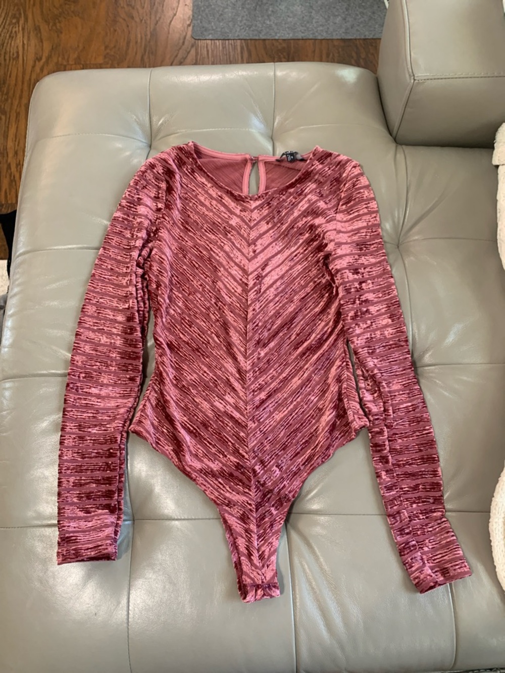 Lulu's Rose Pink Velvet Long-Sleeve Bodysuit